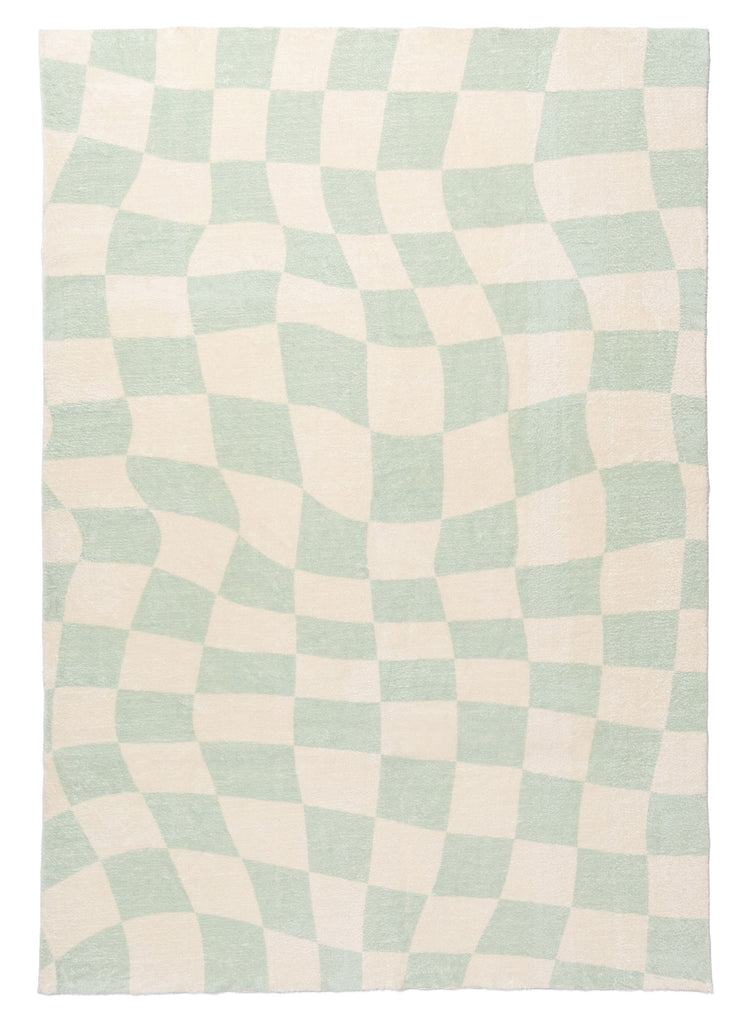 Ilenna Green and Ivory Abstract Checkered Washable Rug - Miss Amara (AU)