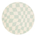 Ilenna Green and Ivory Checkered Washable Round Rug