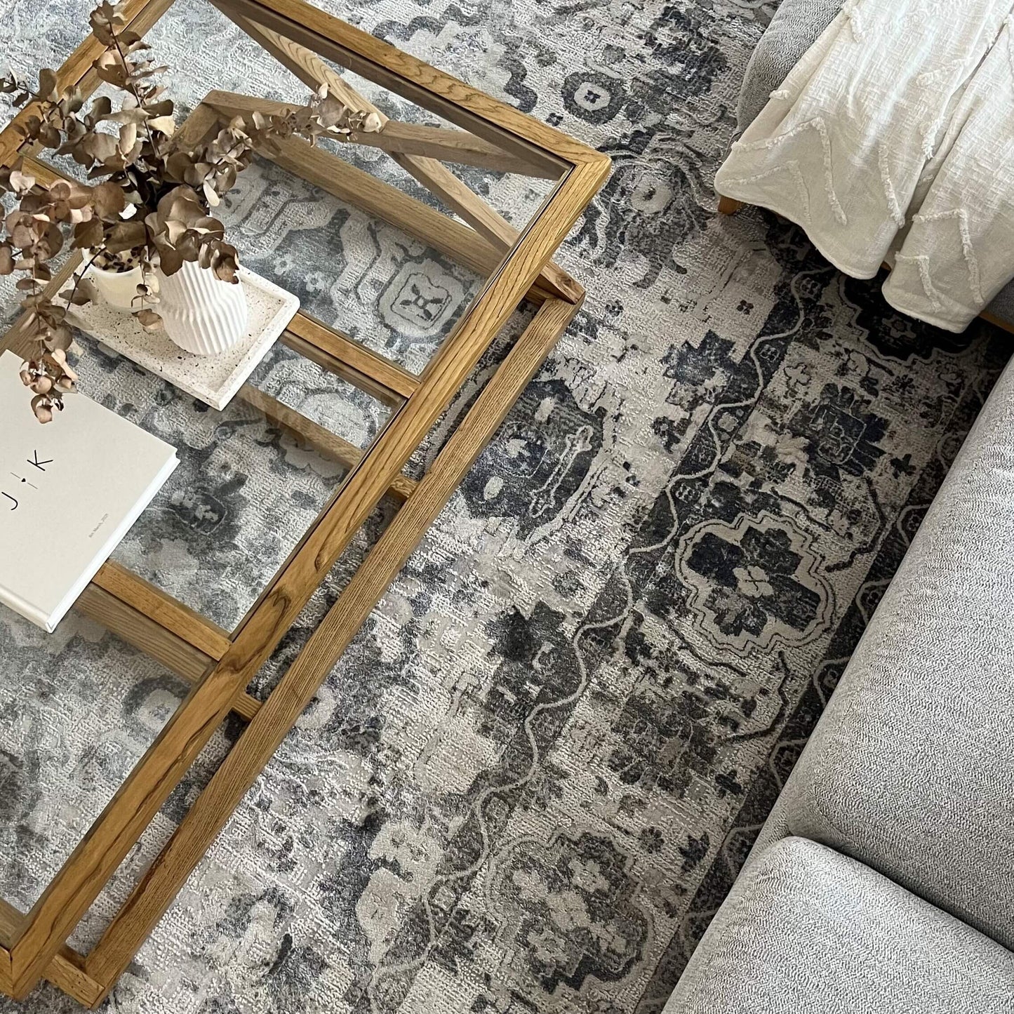 Iman Blue and Grey Transitional Rug