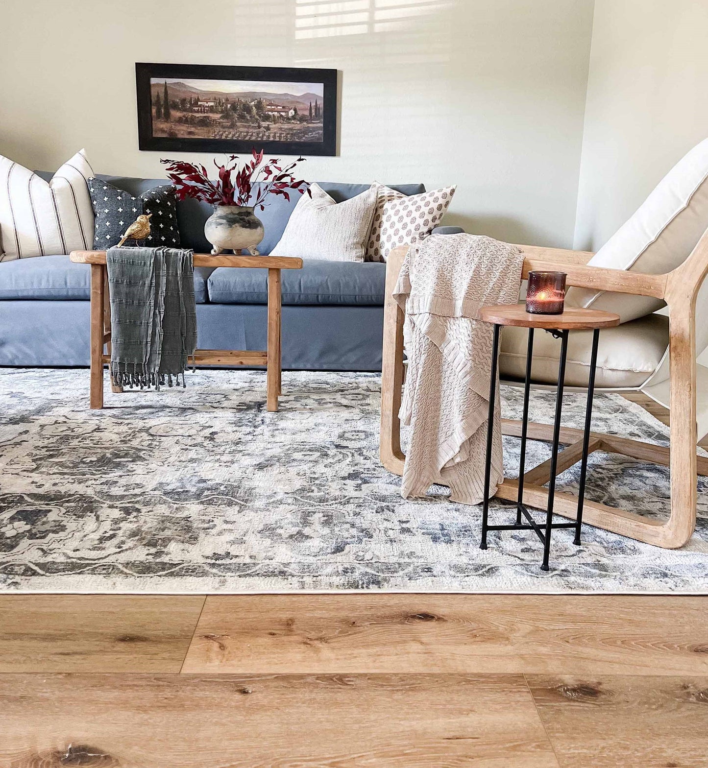 Iman Blue and Grey Transitional Rug