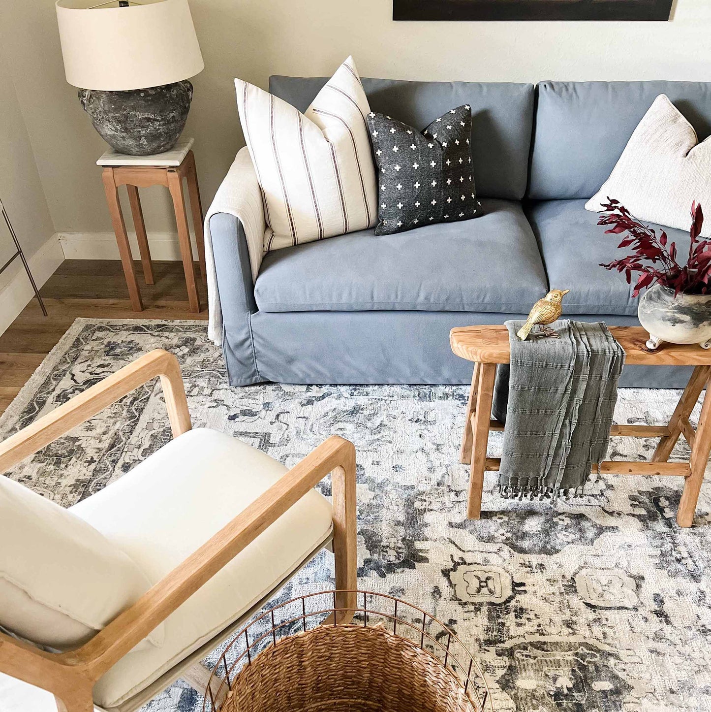 Iman Blue and Grey Transitional Rug