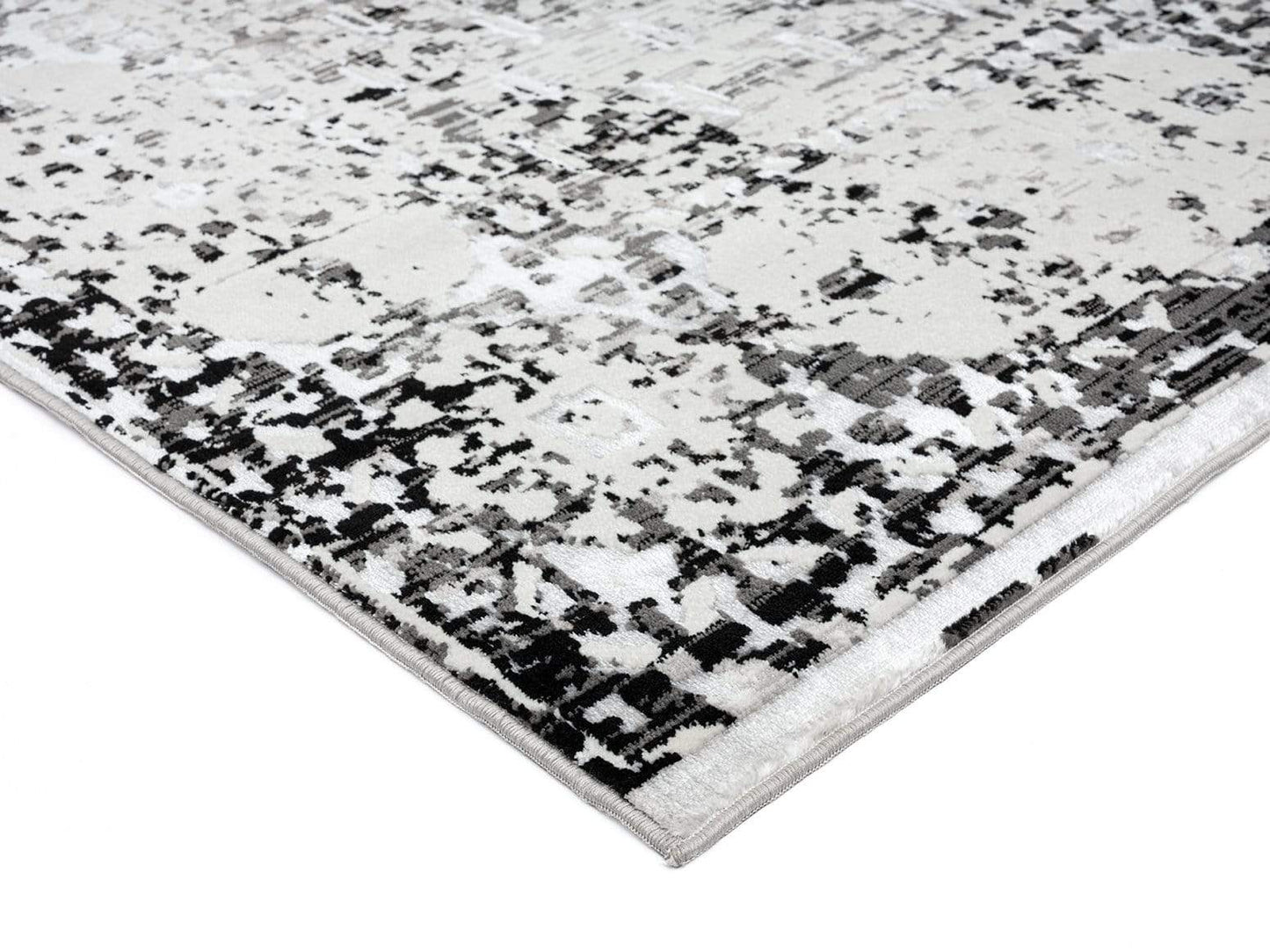 Imran Black Grey And Ivory Traditional Distressed Rug