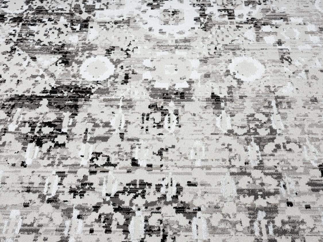 Imran Black Grey And Ivory Traditional Distressed Rug