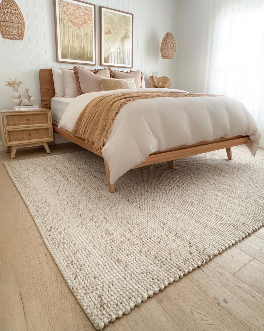 Indya Rug Indya Marbled Cream and Beige Chunky Wool Rug