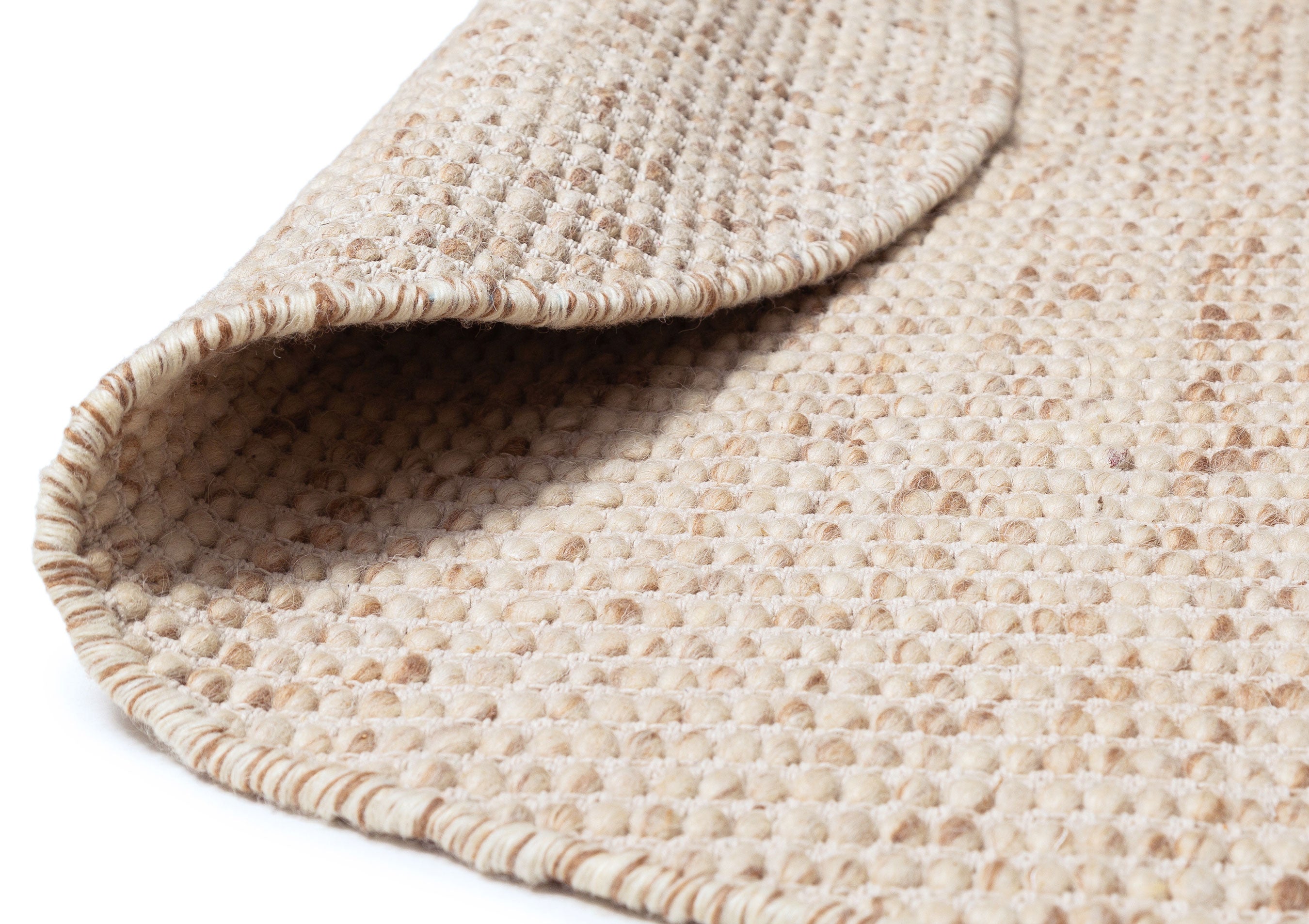 Indya Rug Indya Marbled Cream and Beige Chunky Wool Round Rug