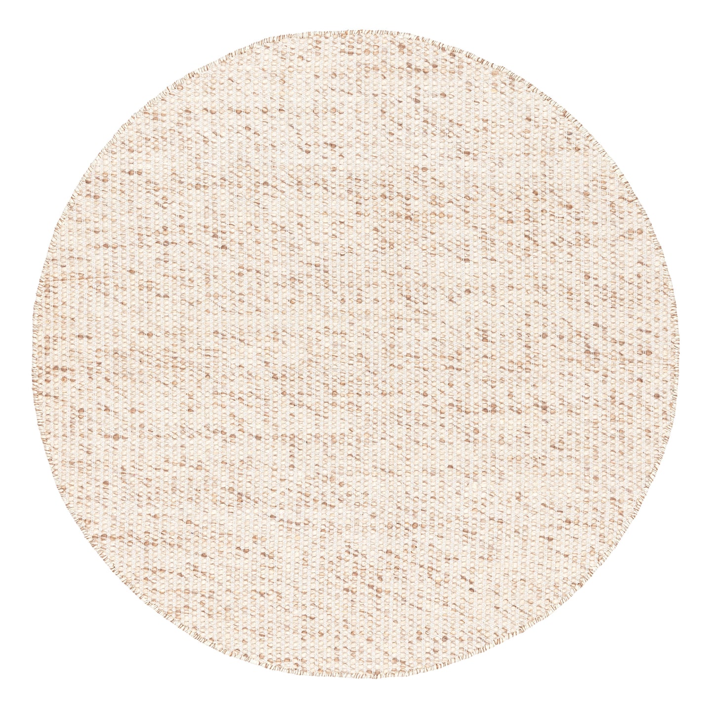 Indya Marbled Cream and Beige Chunky Wool Round Rug