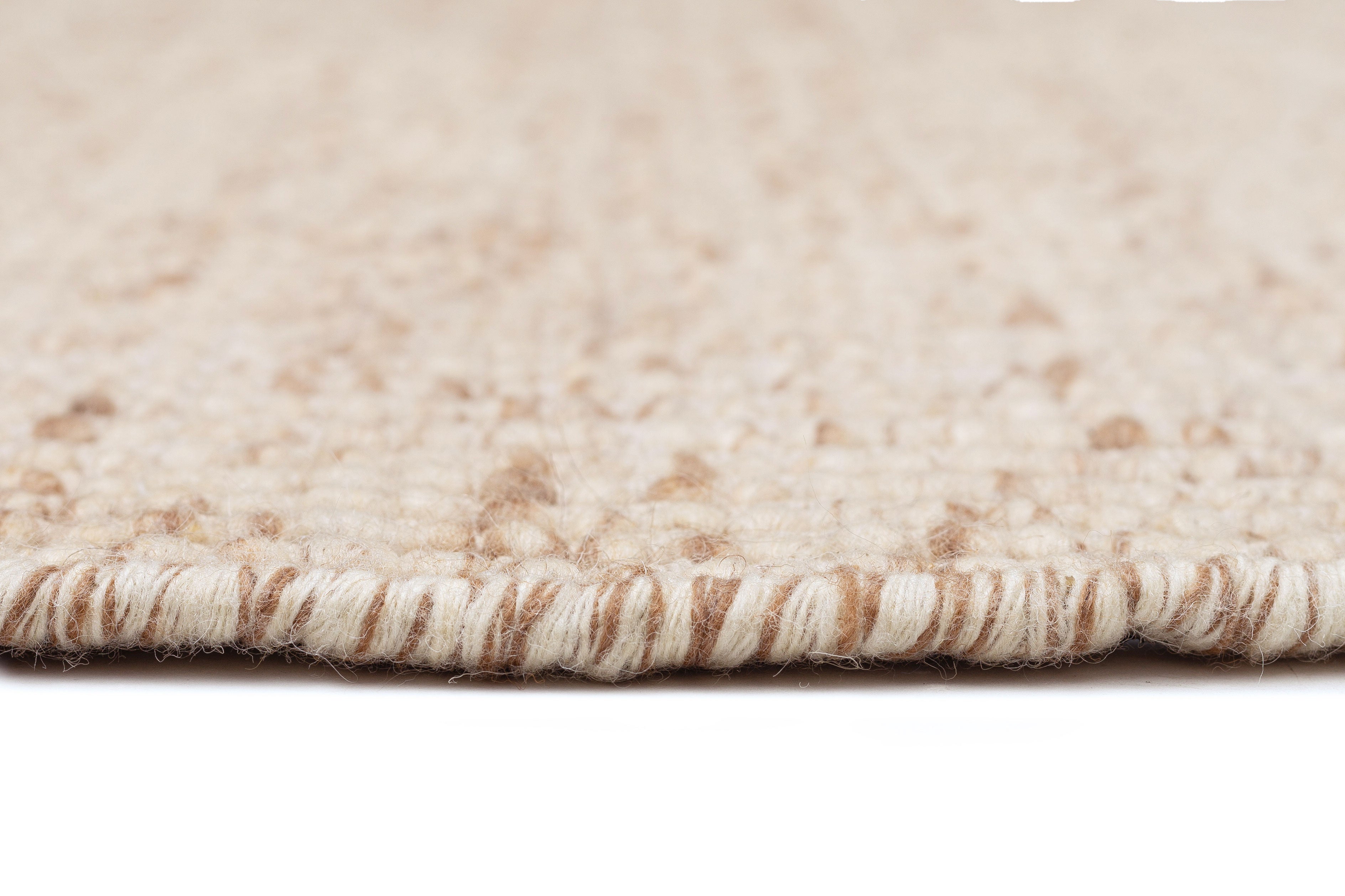 Indya Rug Indya Marbled Cream and Beige Chunky Wool Round Rug