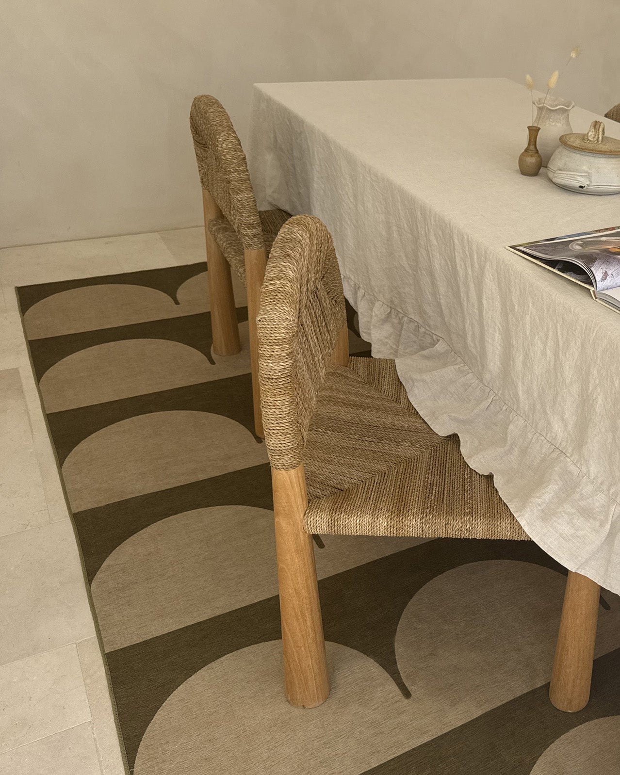 Inez Forest and Sage Arch Stripe Indoor Outdoor Rug