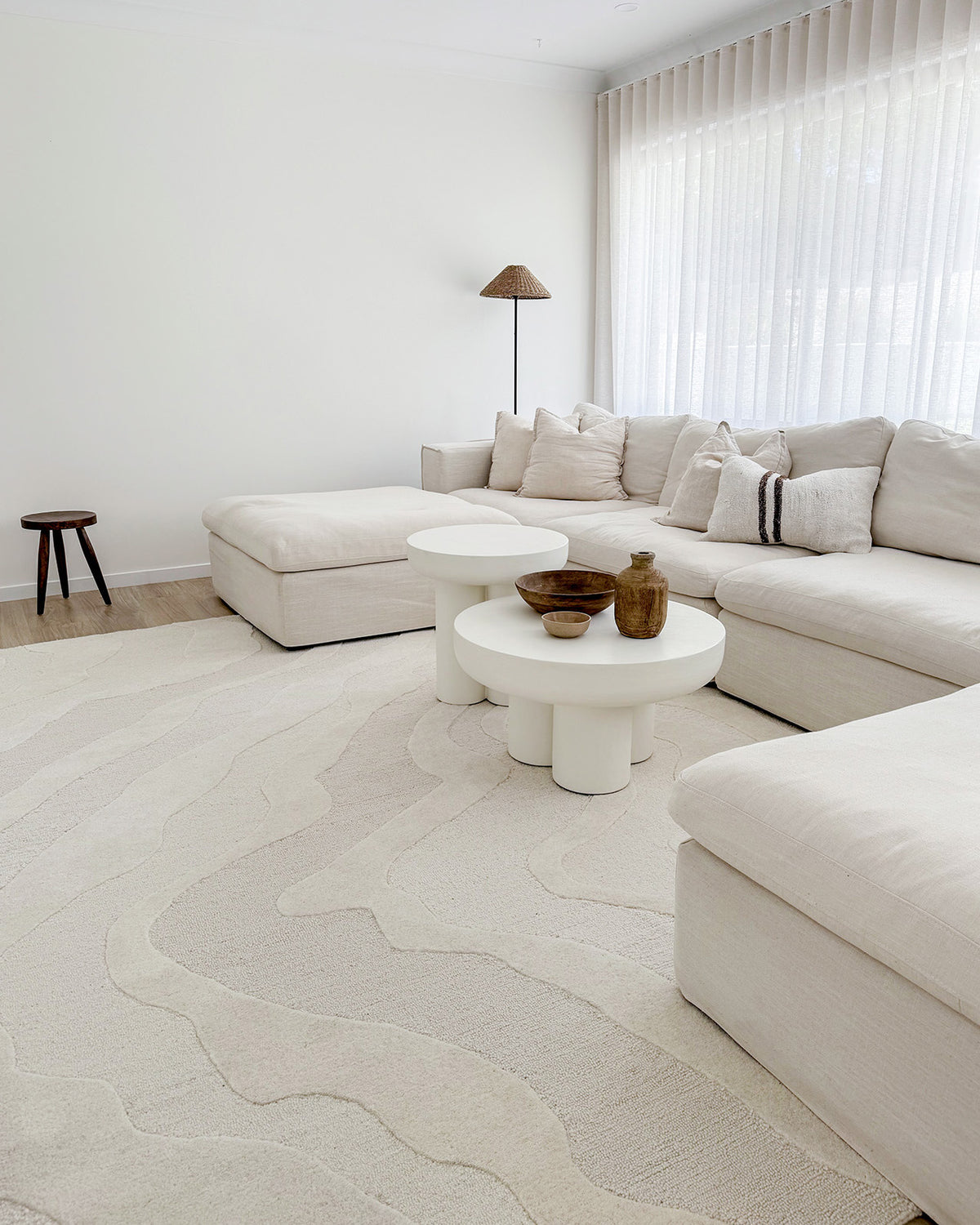 Innaya Neutral Abstract Hand-Tufted Wool Rug
