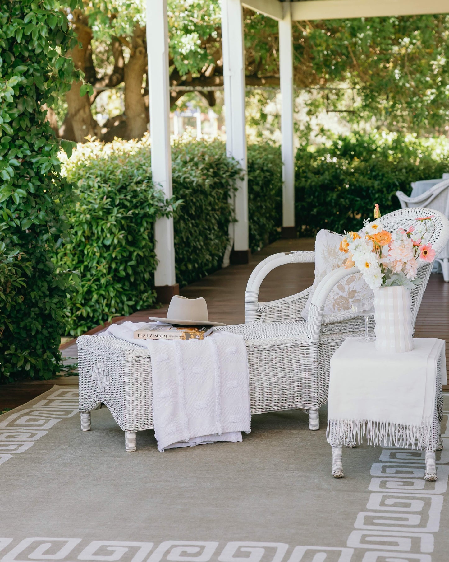 Ione Sandy Beige and Light Oat Geometric Indoor Outdoor Rug