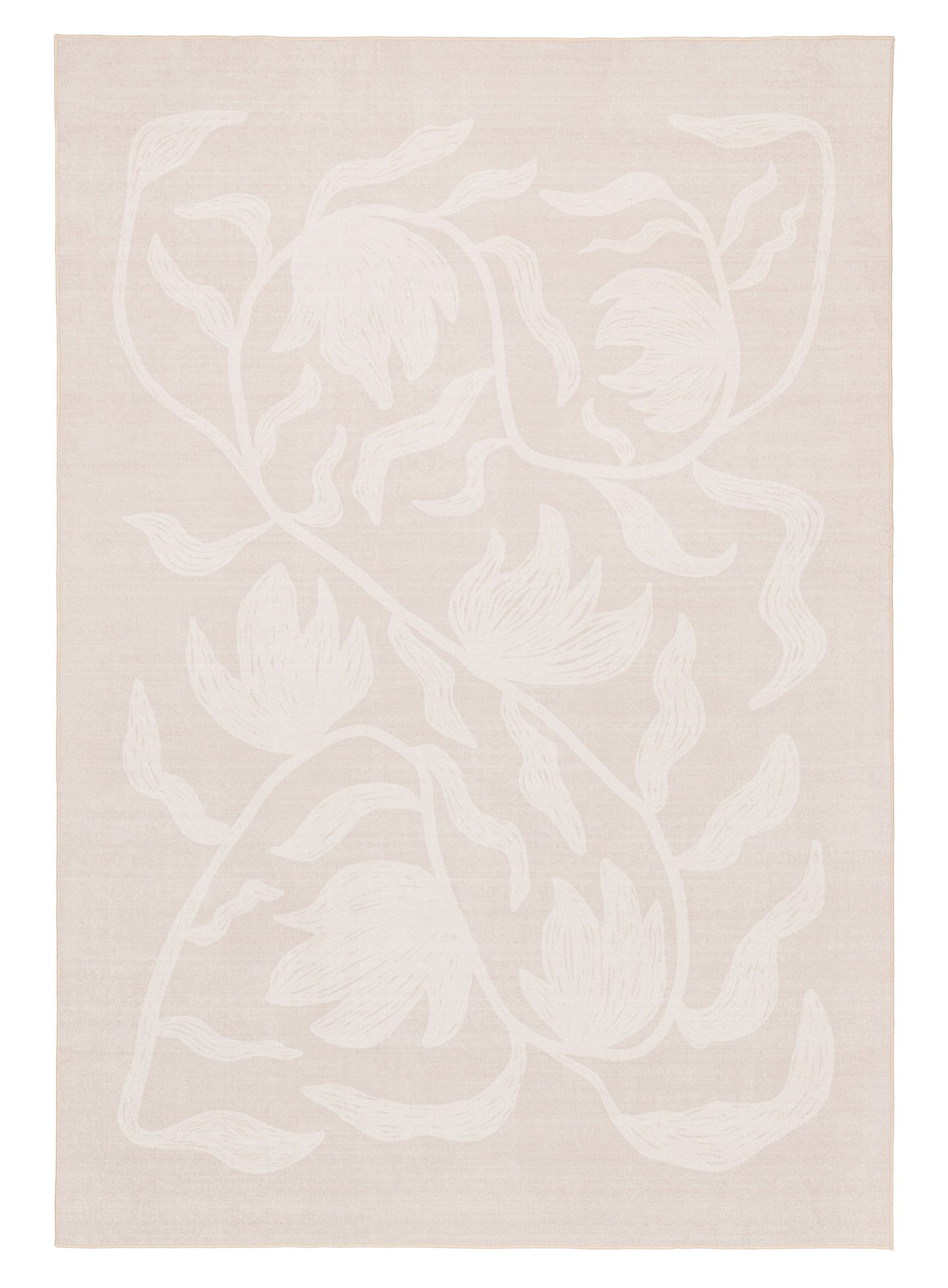 Irene Beige Botanical Washable Rug