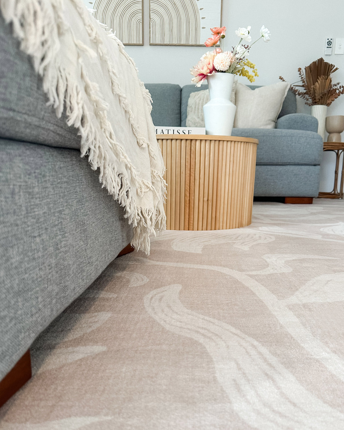 Irene Beige Botanical Washable Rug