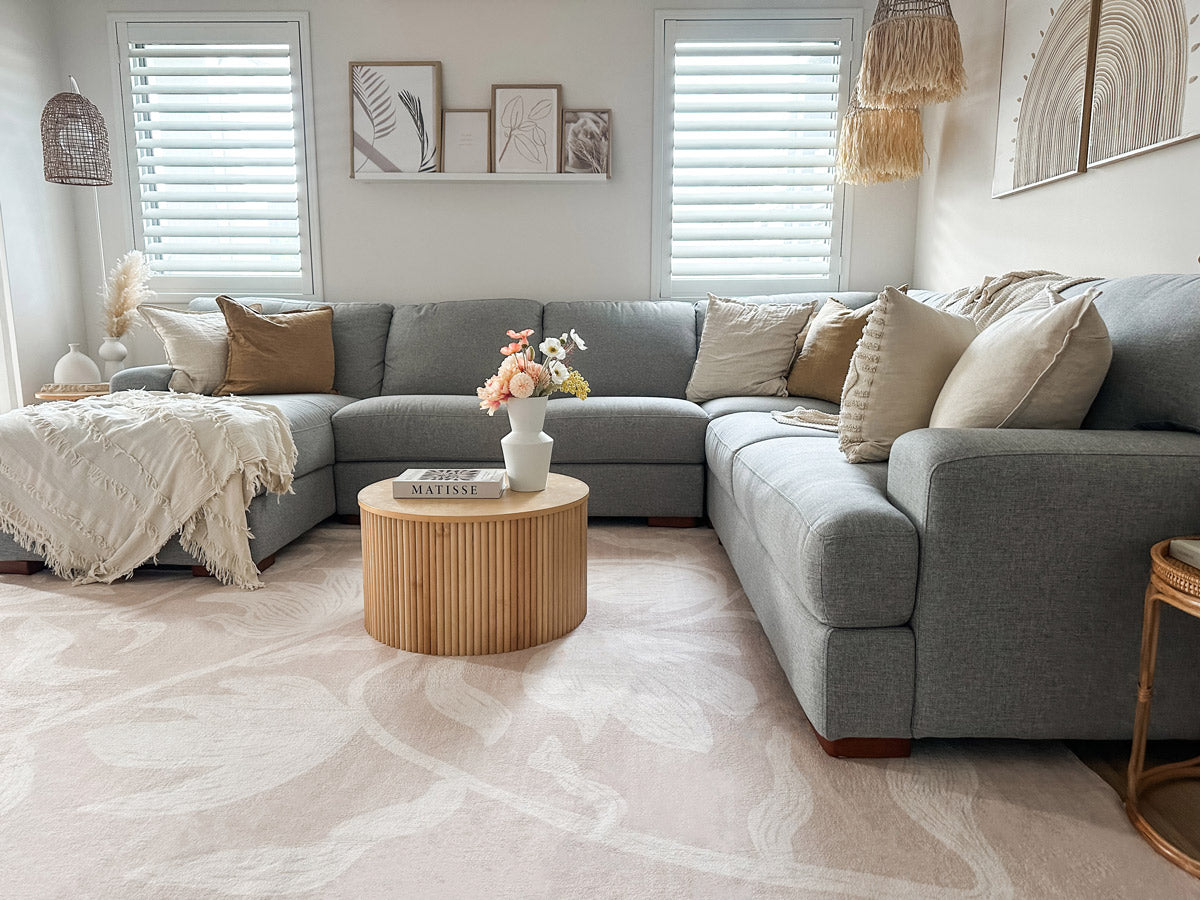 Irene Beige Botanical Washable Rug