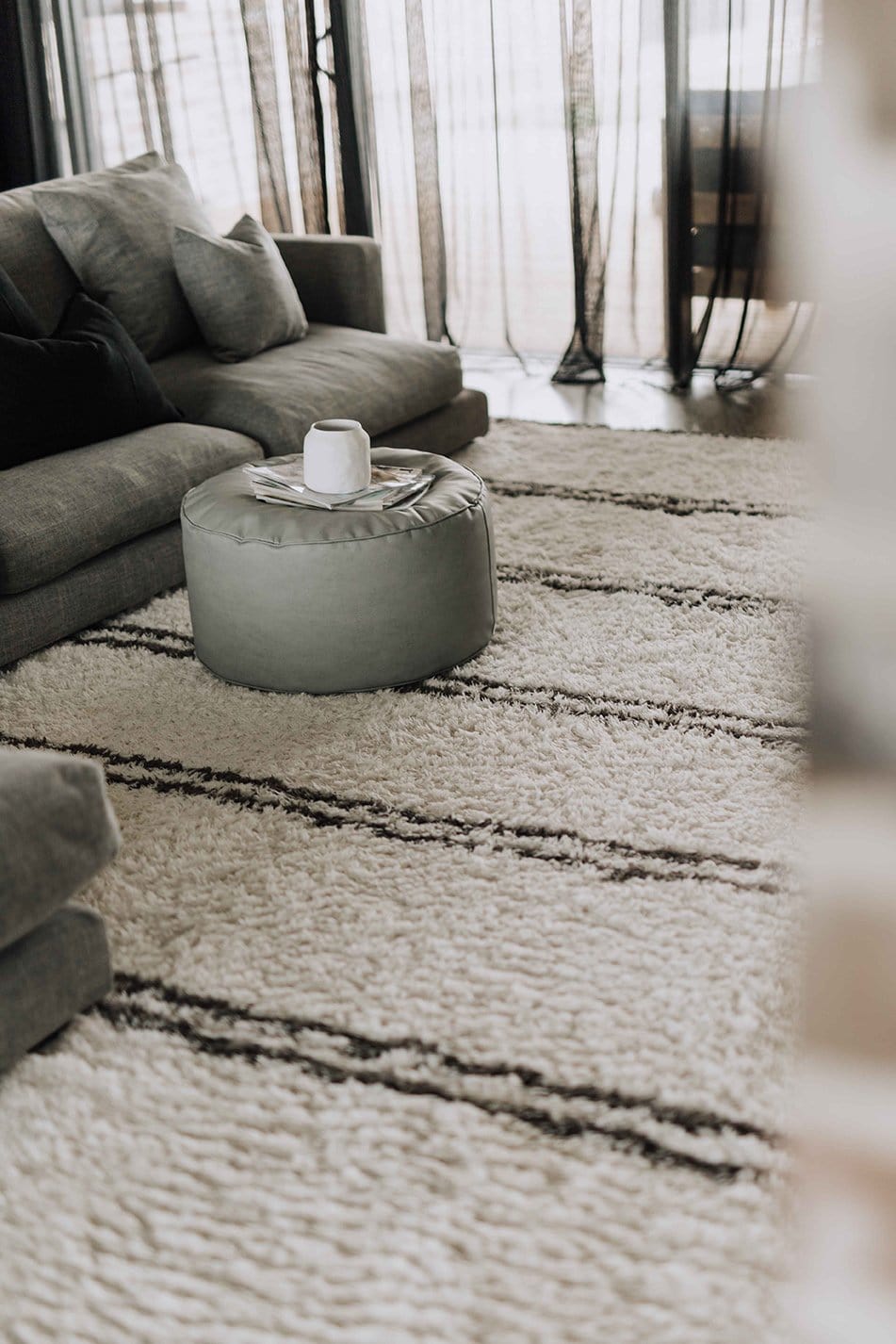 Irina Ivory And Charcoal Grey Shag Rug