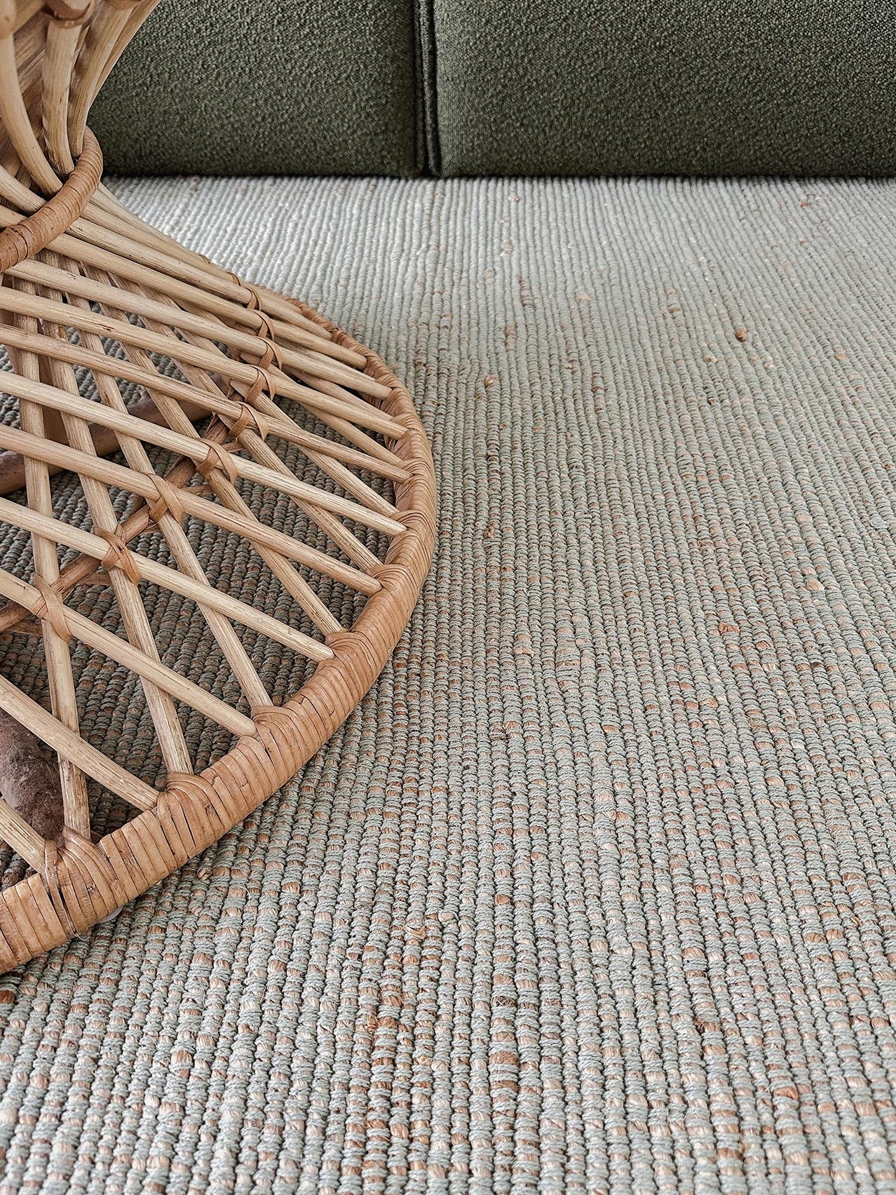 Ishani Green Flatweave Jute and Cotton Rug