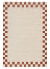 Isi Rust Brown Checkered Border Washable Rug