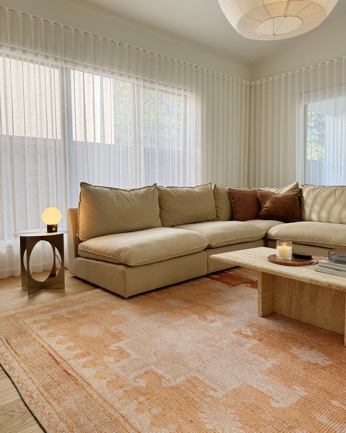 Isola Cream and Rust Tribal Washable Rug