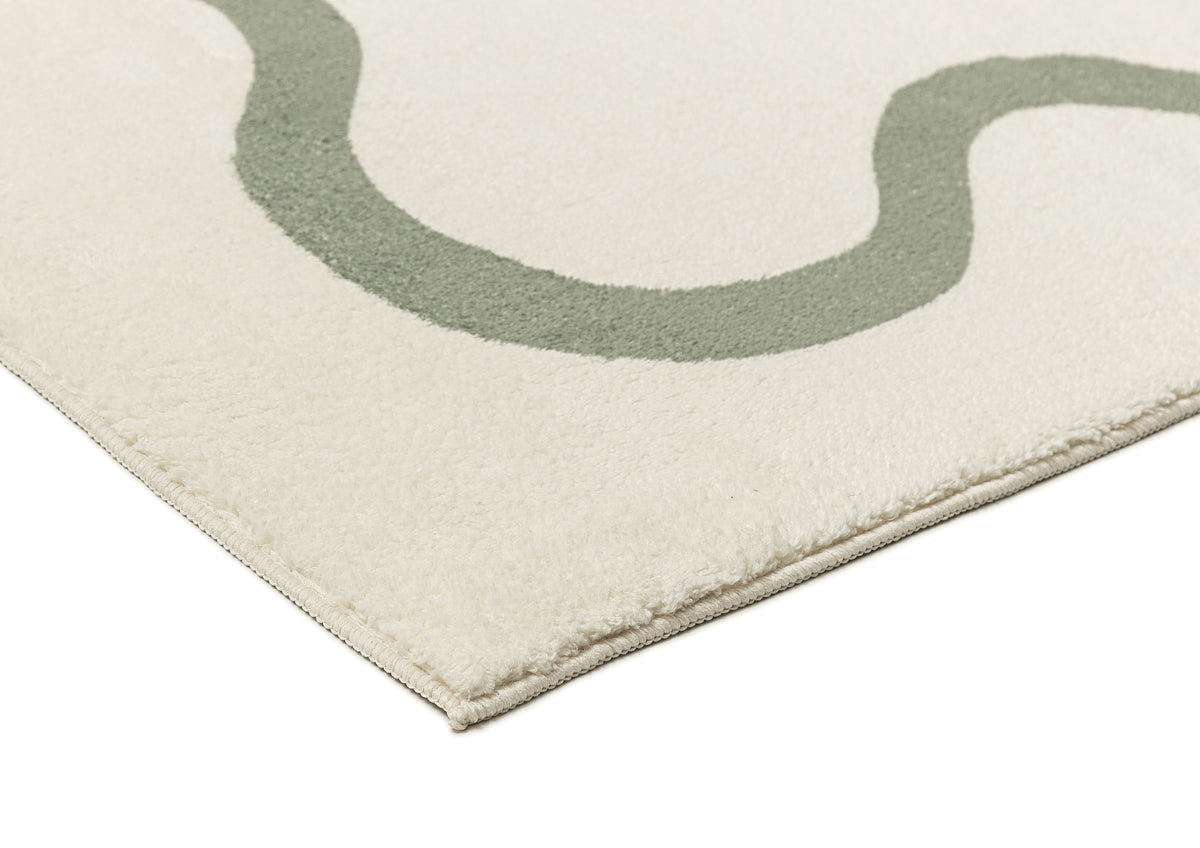 Jamie Green Wiggle Bordered Washable Rug