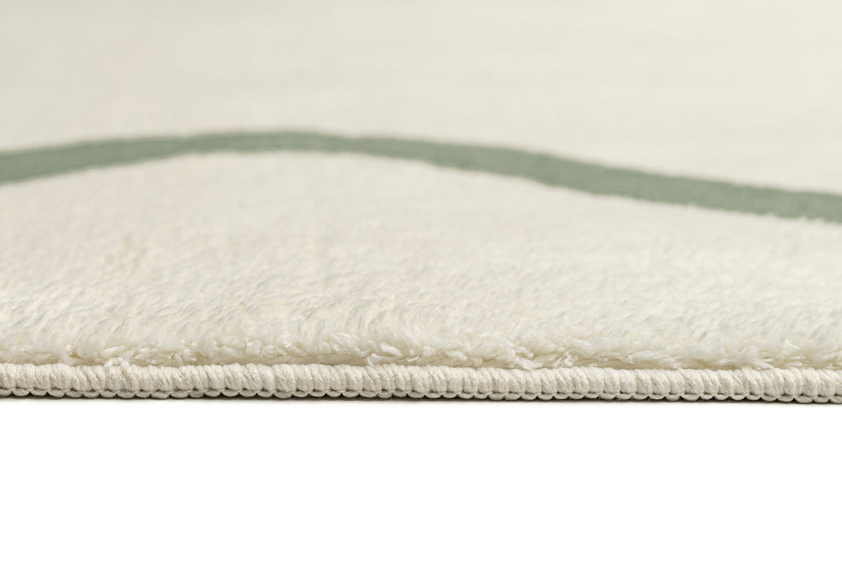 Jamie Green Wiggle Bordered Washable Rug