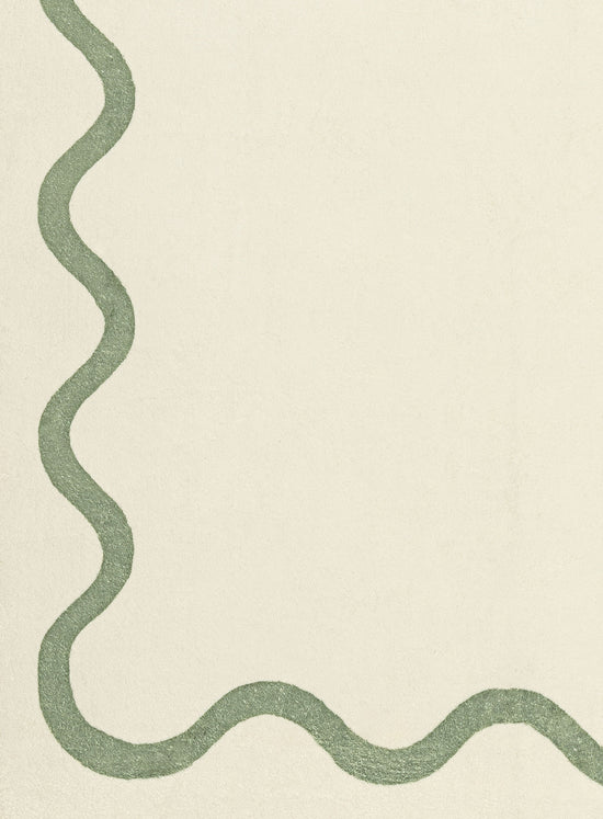 Jamie Green Wiggle Bordered Washable Rug