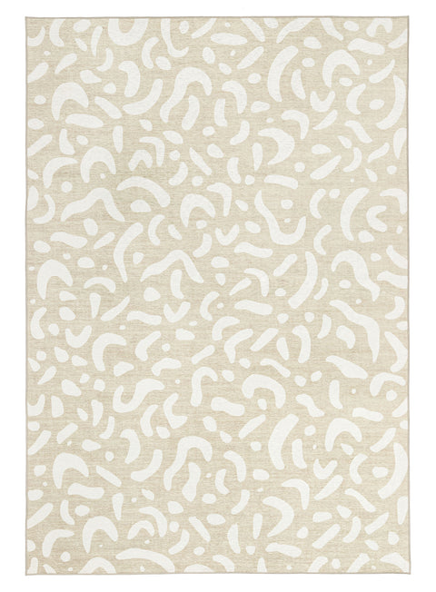 Jazlyn Beige Cream Indoor Outdoor Washable Rug