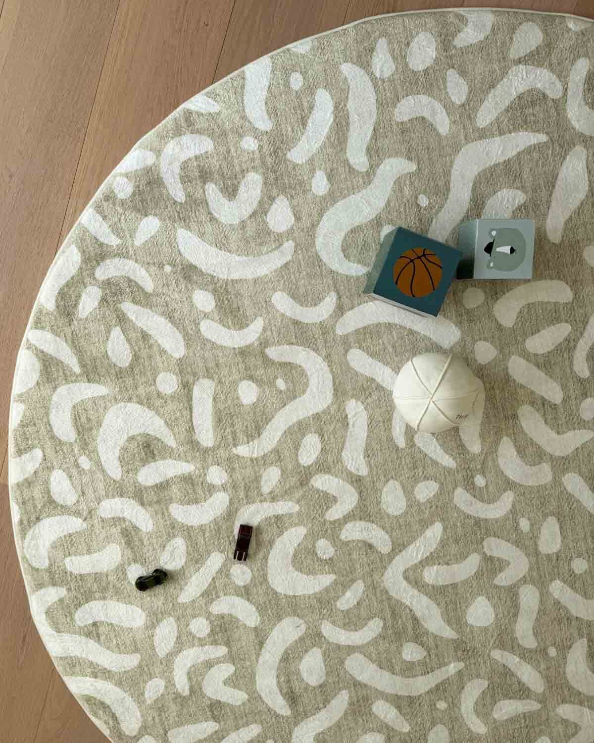 Jema Beige Abstract Rollie Pollie Round Playmat