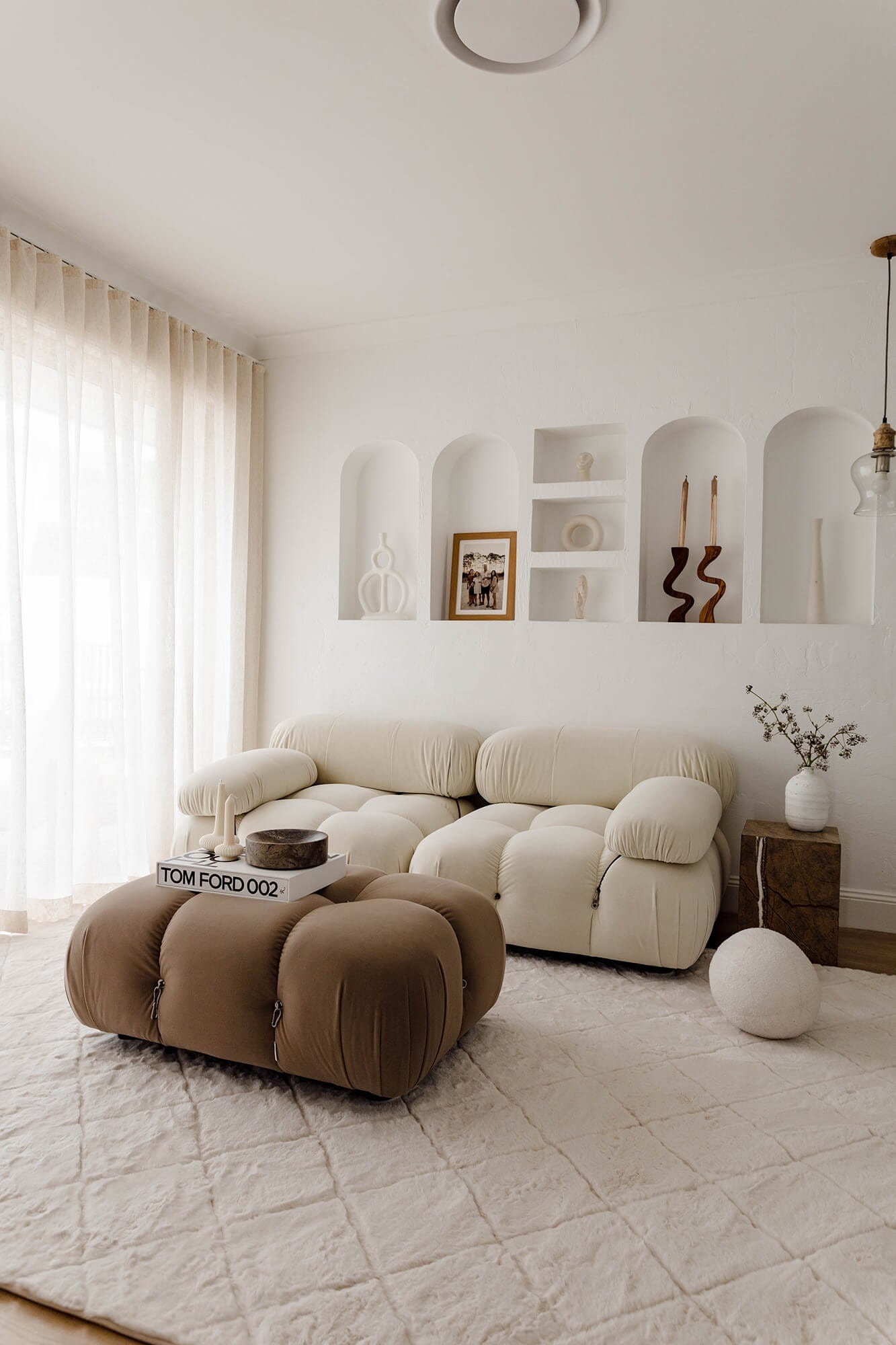 Jessa Ivory Cream Diamond Shag Rug