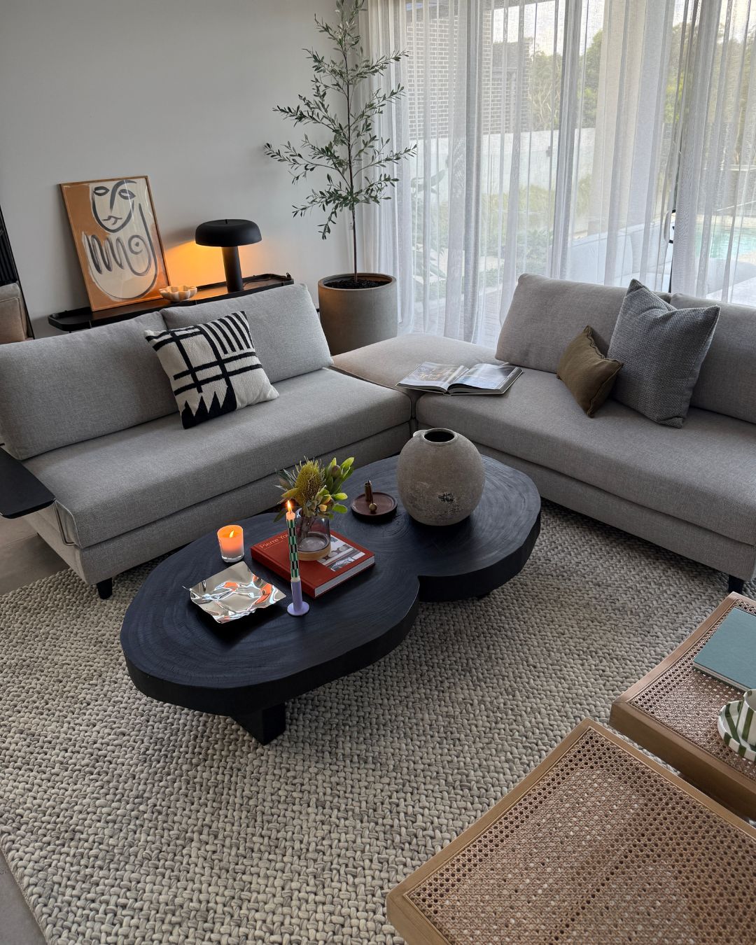 Joely Light Grey and Ivory Marble Looped Rug