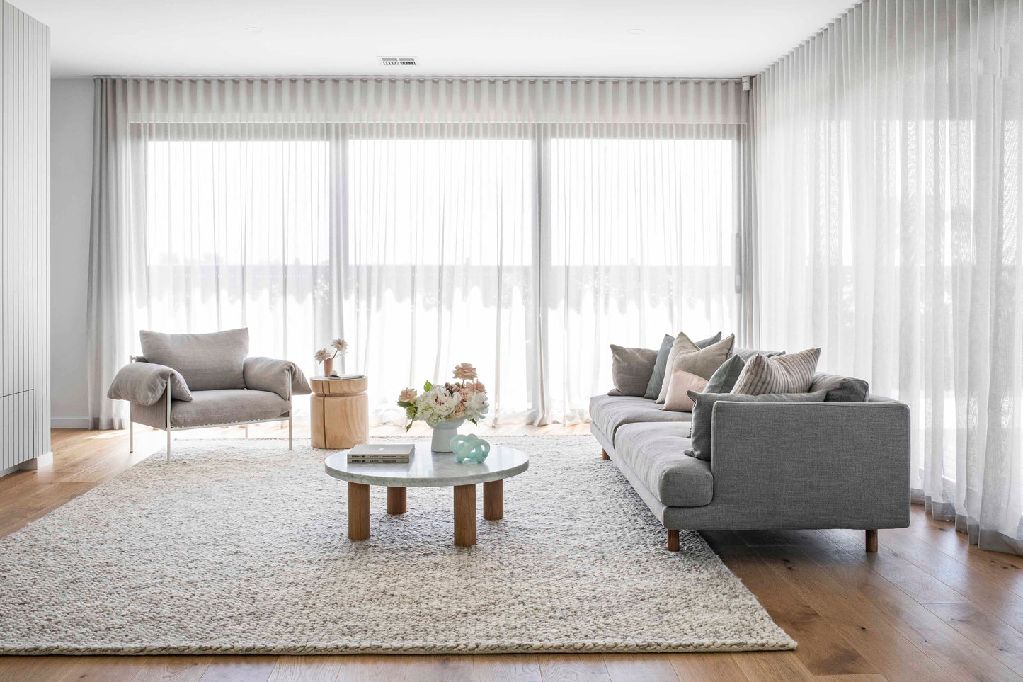 Joely Light Grey and Ivory Marble Looped Rug