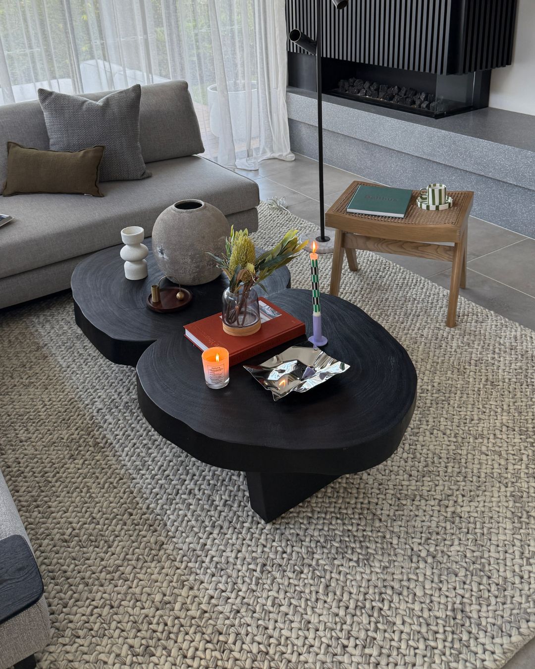 Joely Light Grey and Ivory Marble Looped Rug