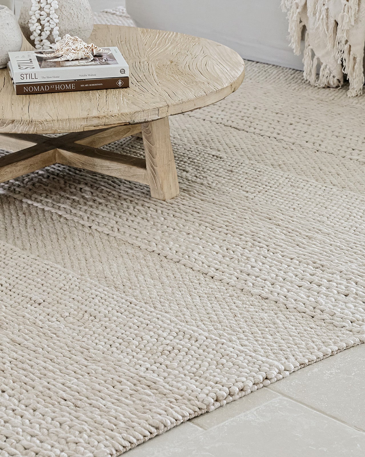 Joline Caramel Beige Braided and Looped Rug