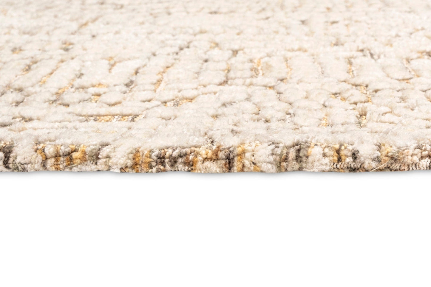 Jordan Mustard and Beige Geometric Modern Round Rug