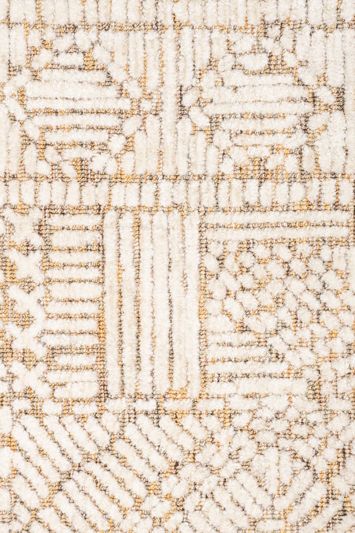 Jordan Mustard and Beige Geometric Modern Round Rug