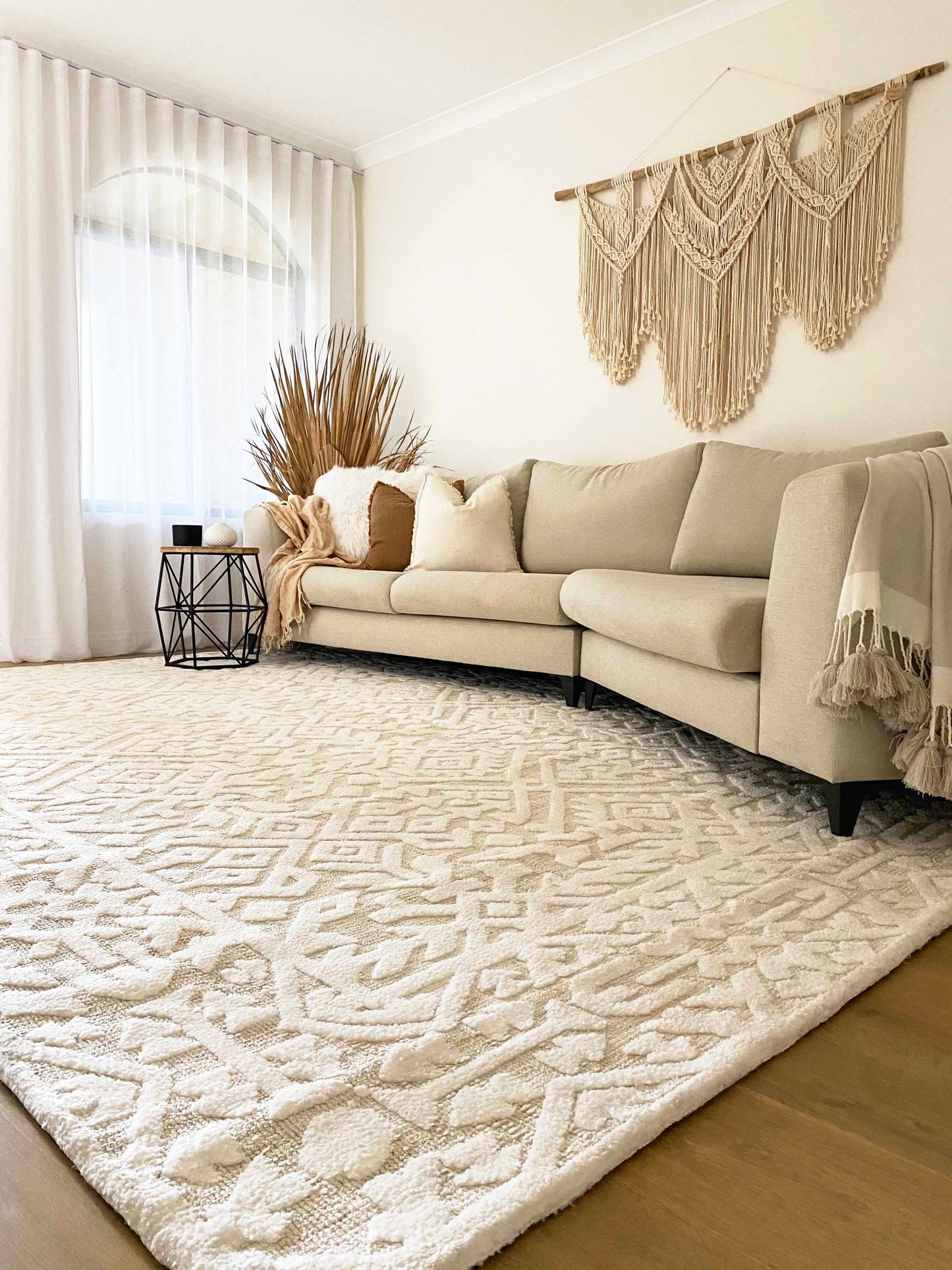 Josephine Ivory and Cream Tribal Transitional Rug