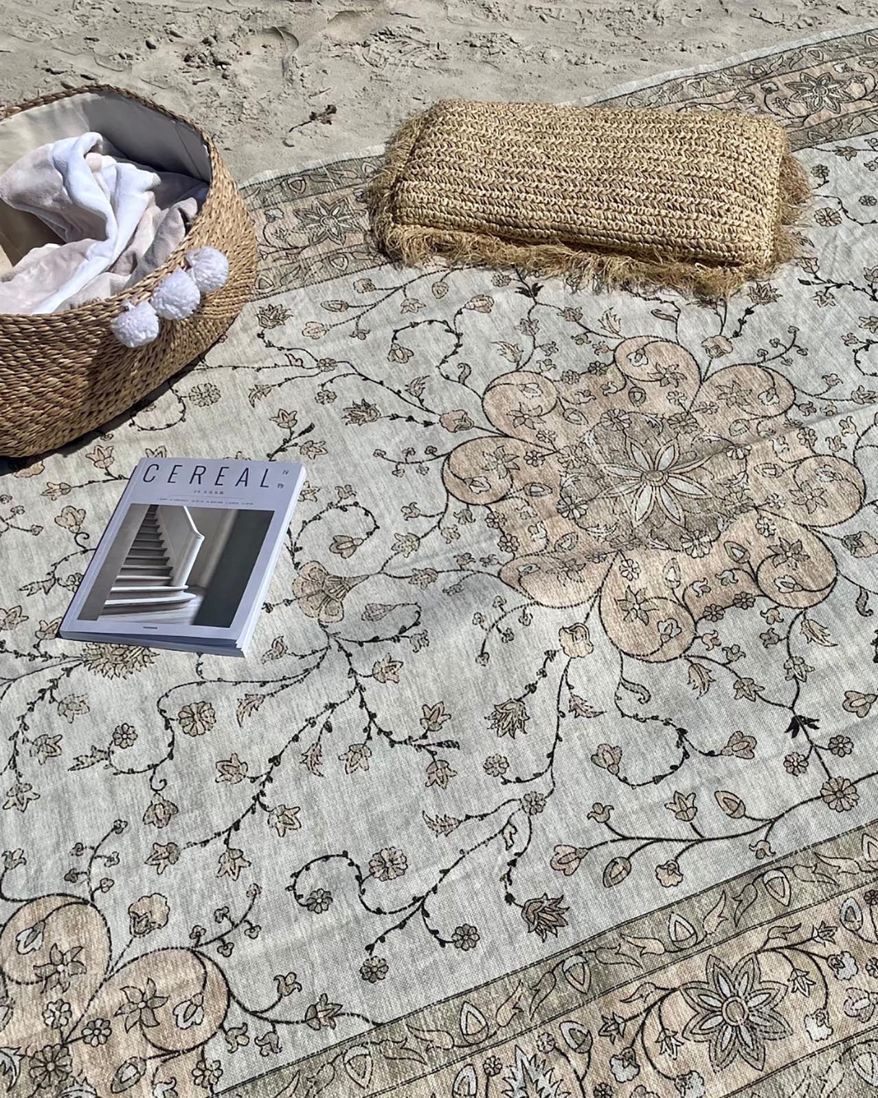 Josie Neutral Beige Boho Picnic Rug