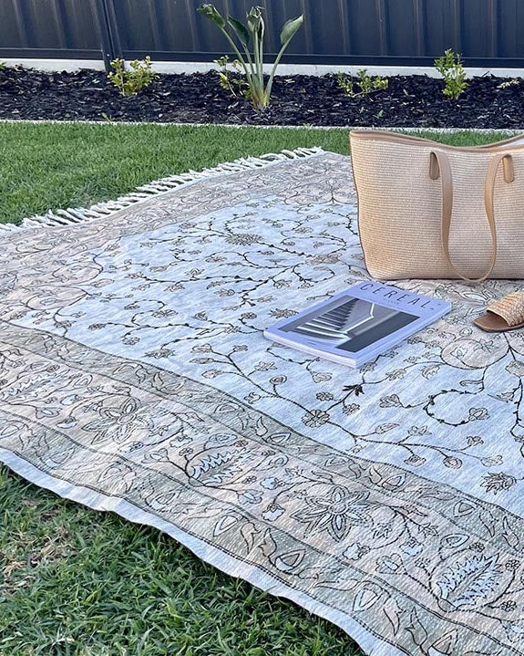 Josie Neutral Beige Boho Picnic Rug