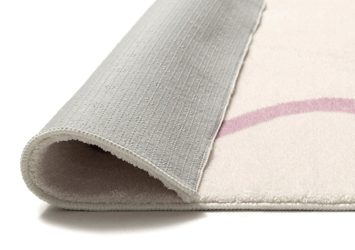 Juliana Pink and Cream Wiggle Bordered Washable Rug