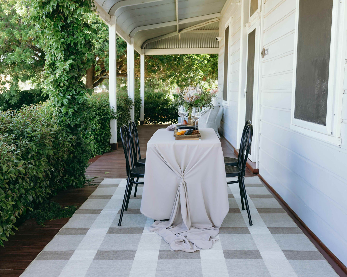 Jura Beige and Ivory Checkered Indoor Outdoor Rug