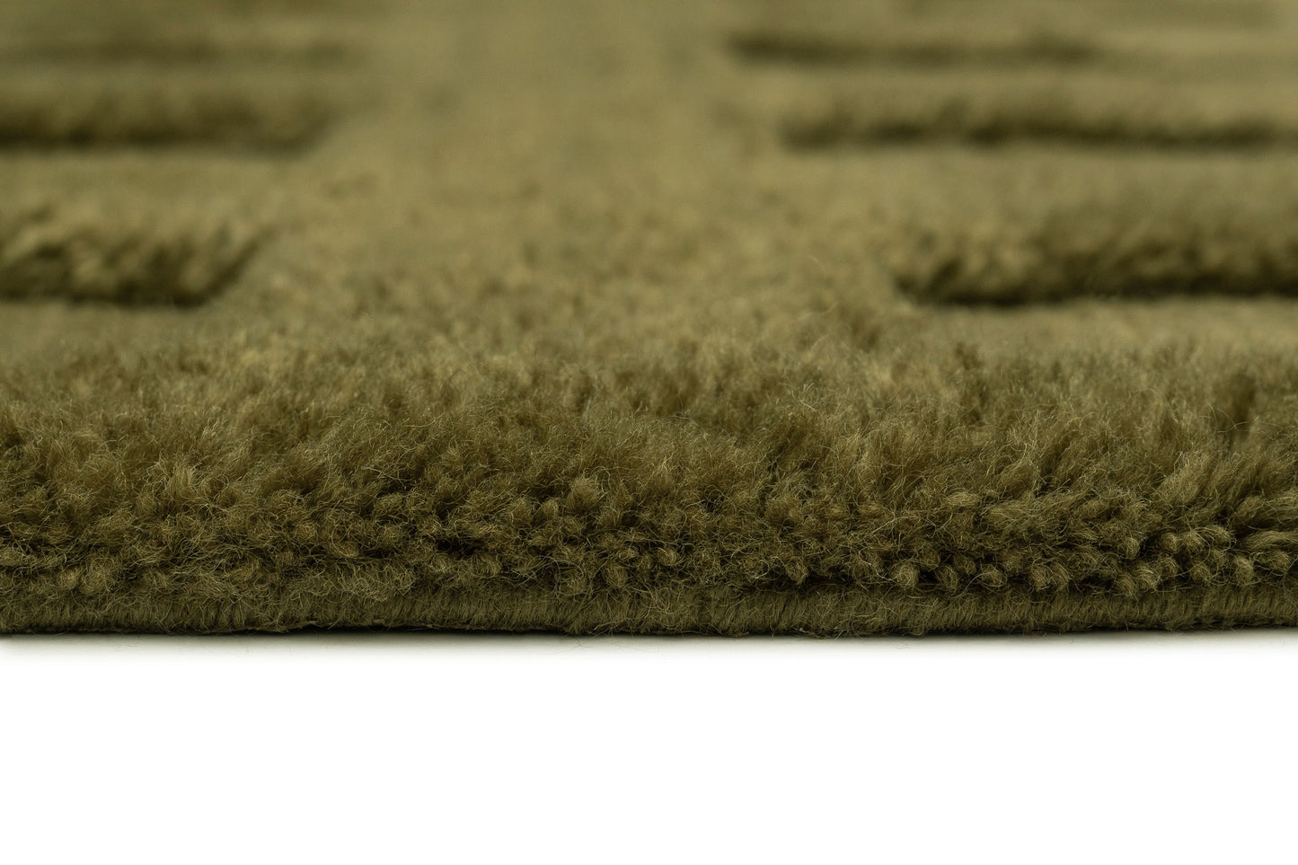 Kahlen Dark Green Geometric Wool Shag Rug