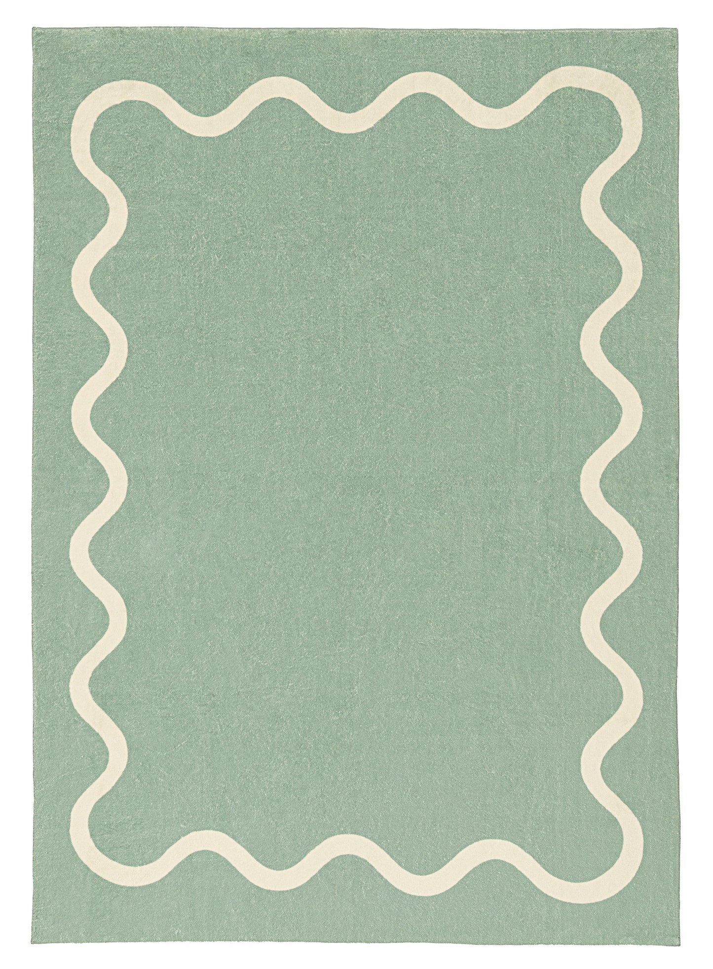 Kairo Green and Cream Wiggle Bordered Washable Rug