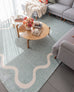 Kairo Green and Cream Wiggle Bordered Washable Rug