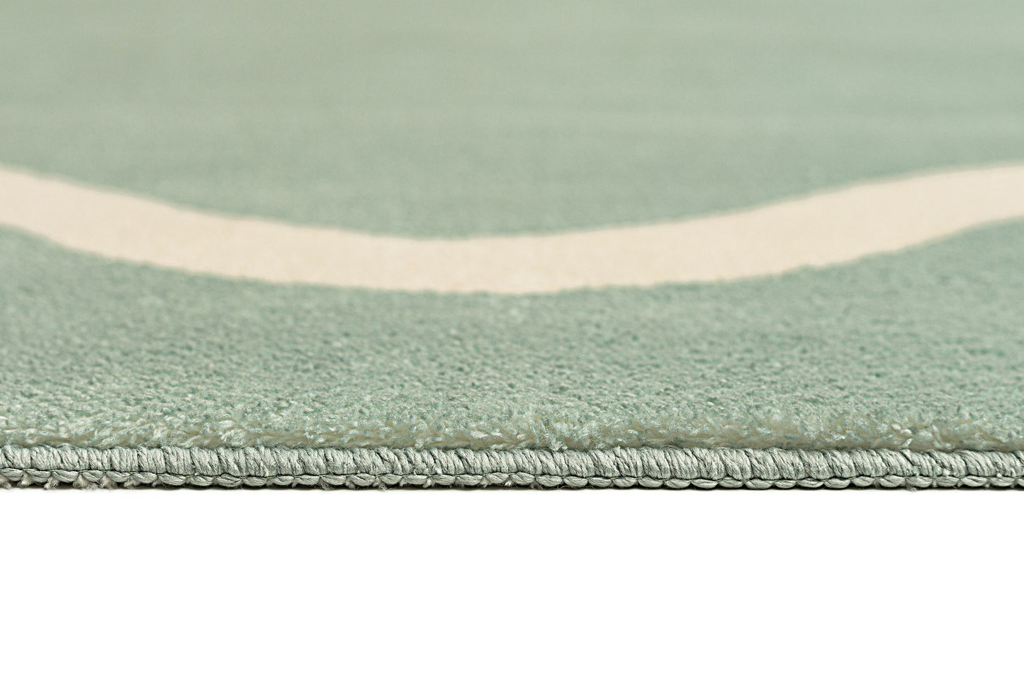 Kairo Green and Cream Wiggle Bordered Washable Rug