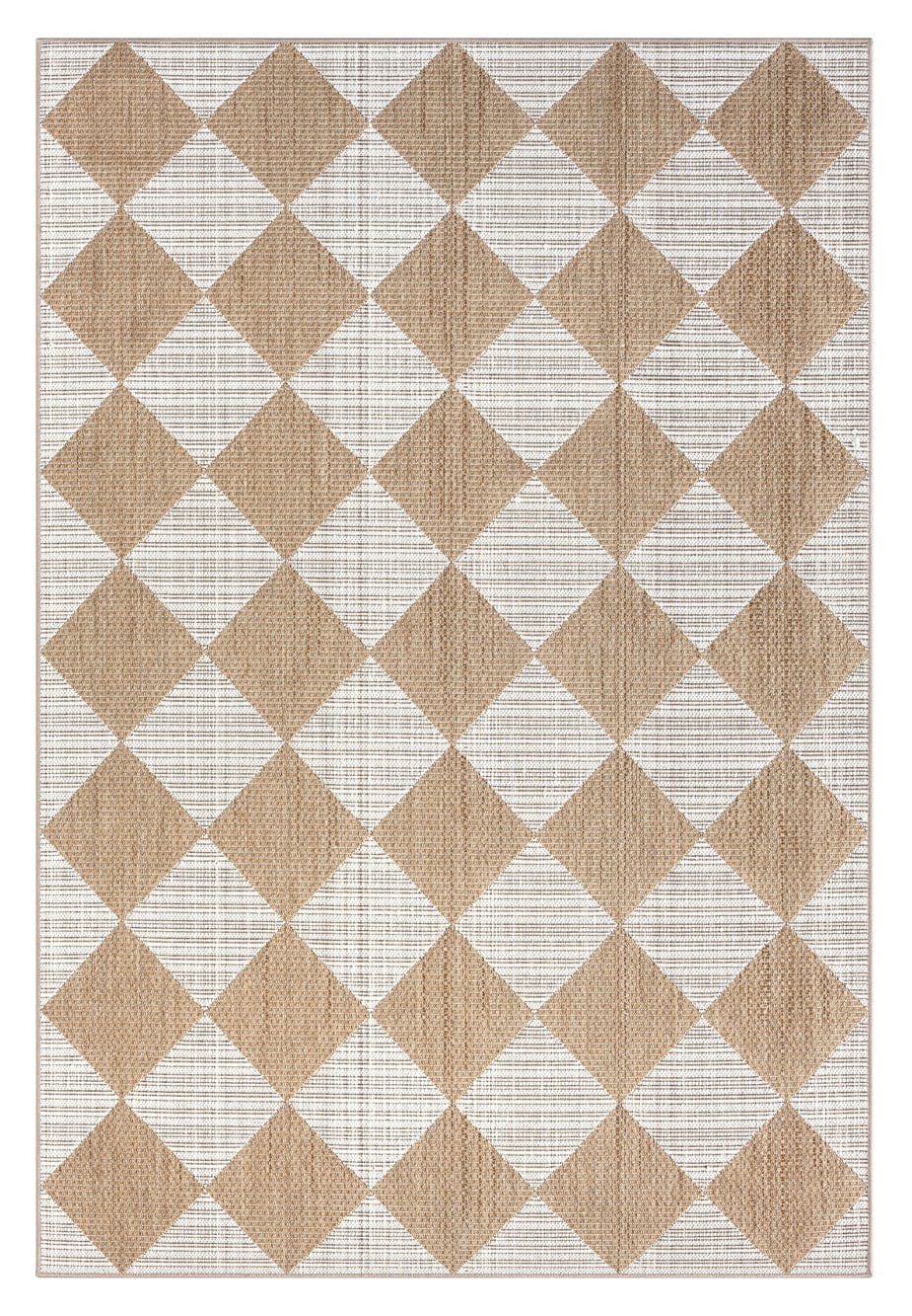 Kalei Brown and Ivory Checkered Flatweave Indoor Outdoor Rug