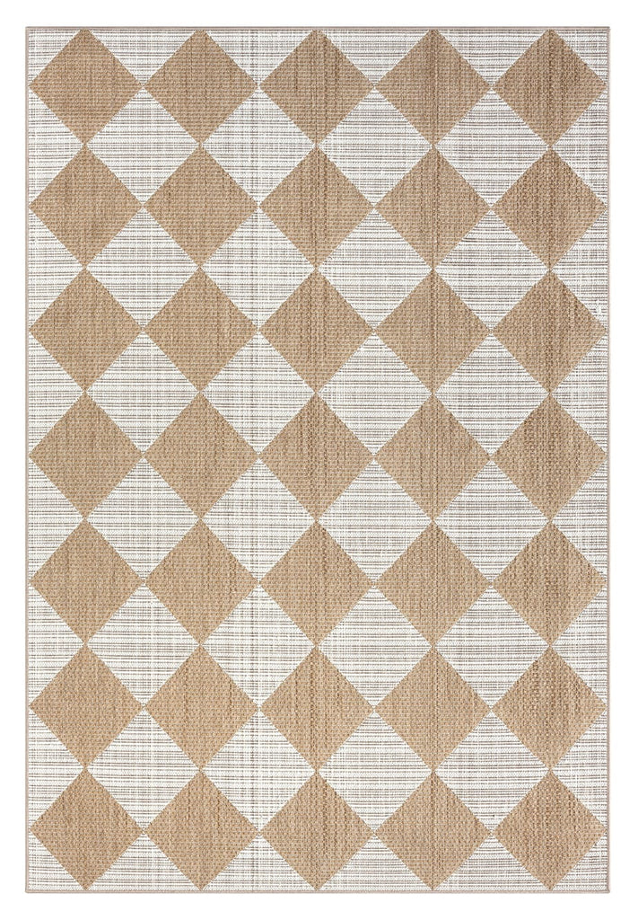 Kalei Brown and Ivory Checkered Flatweave Indoor Outdoor Rug