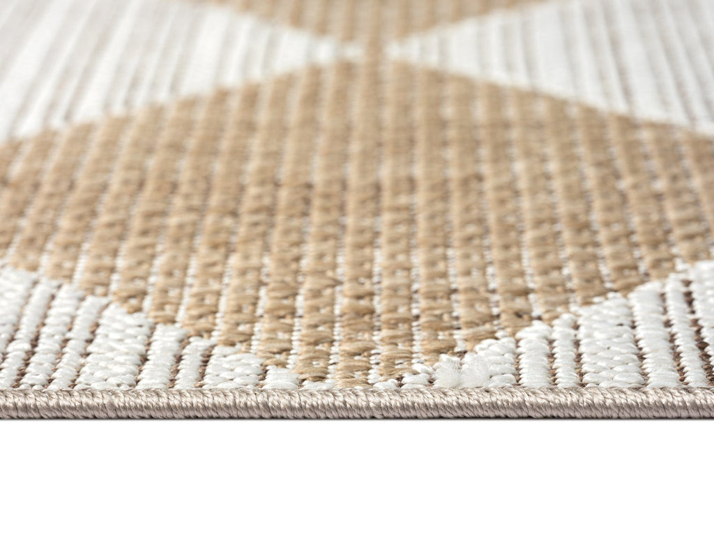 Kalei Brown and Ivory Checkered Flatweave Indoor Outdoor Rug