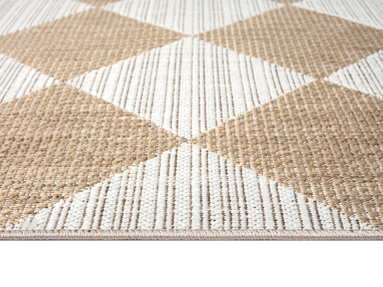 Kalei Brown and Ivory Checkered Flatweave Indoor Outdoor Rug