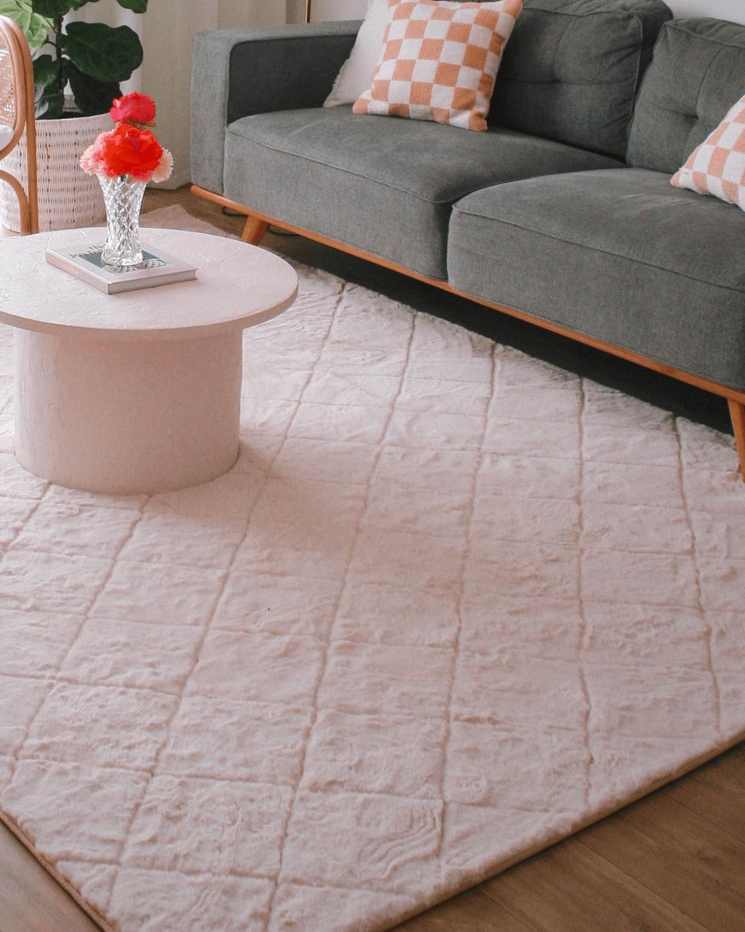 Karlie Blush Pink Diamond Shag Rug