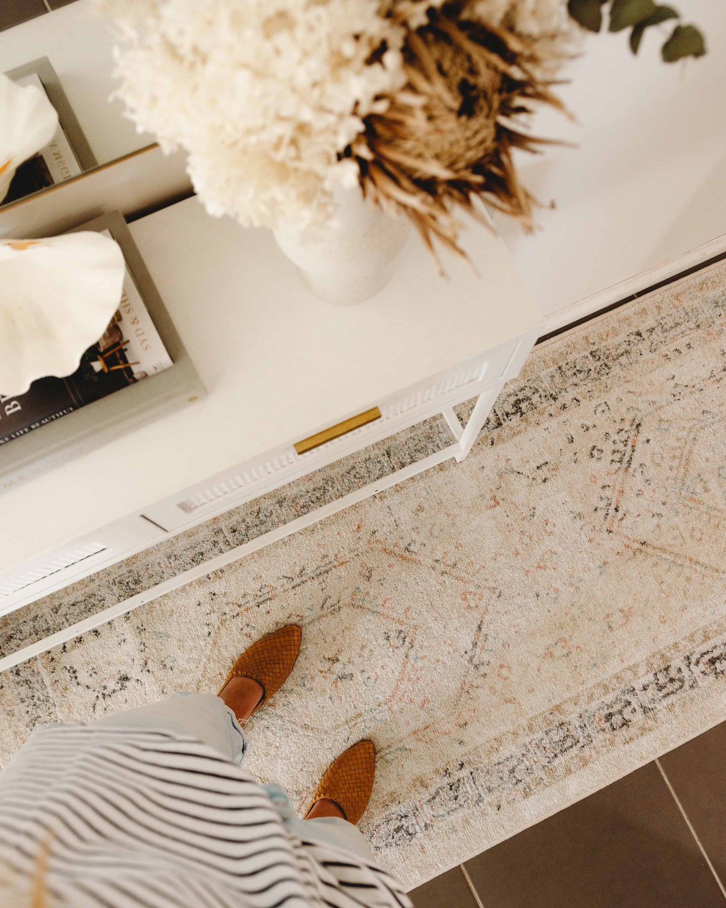 Katya Cream And Grey Multi-Colour Traditional Floral Runner Rug