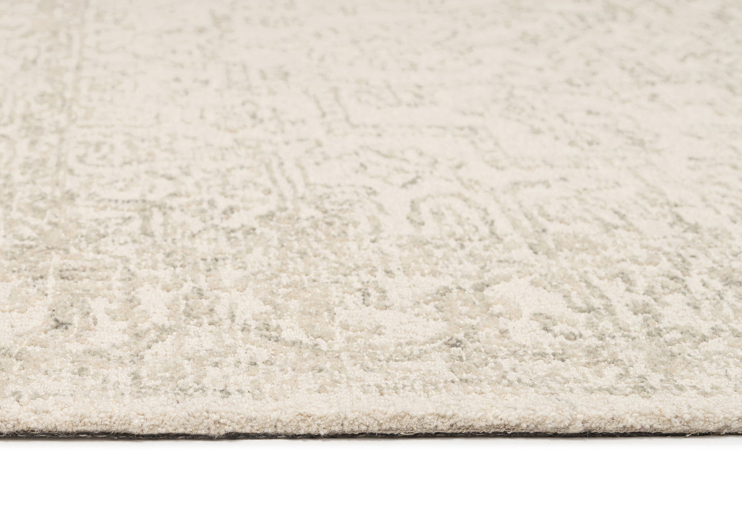 Keena Ivory Gray Medallion Tufted Wool Rug