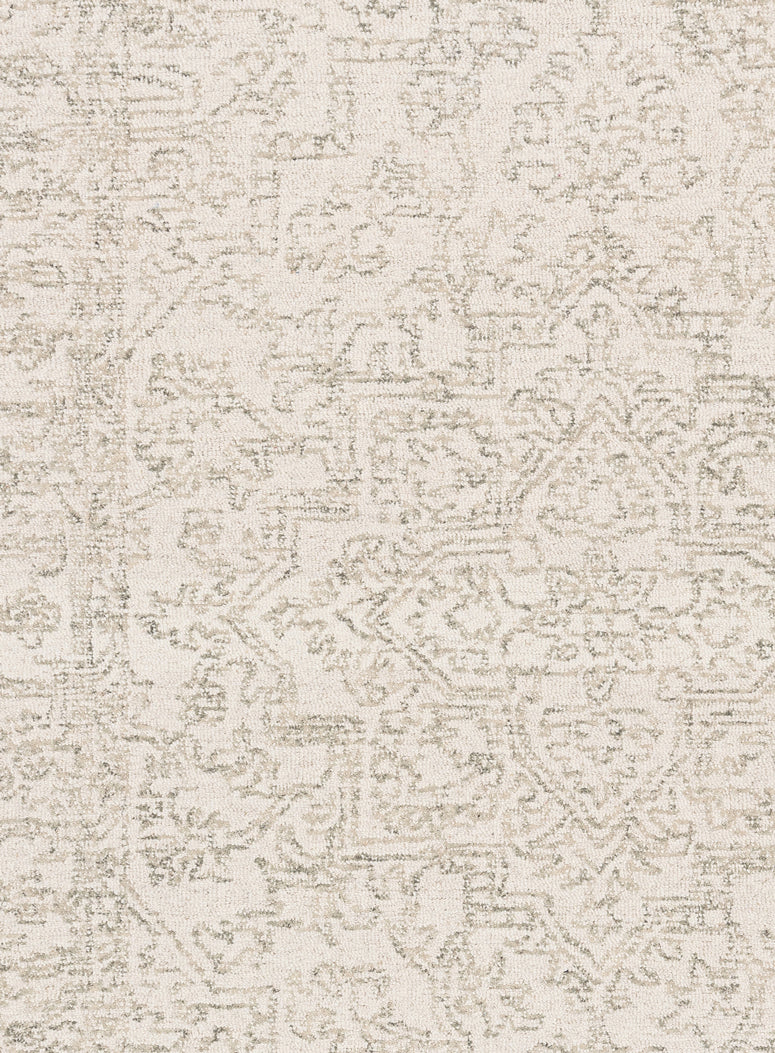 Keena Ivory Gray Medallion Tufted Wool Rug